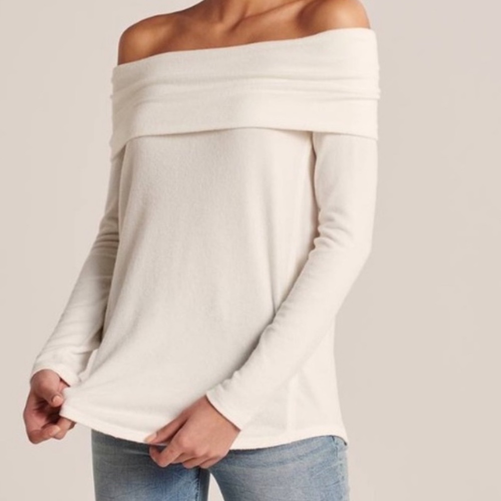 white off the shoulder long sleeve